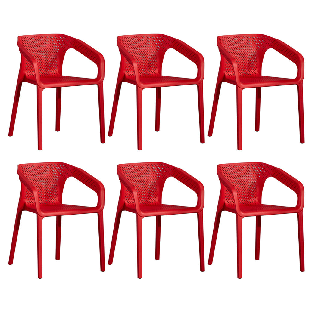 Contemporary Style Multicolor Dining Arm Chair Plastic Stacking Arm Chair Red 6 Piece Set Clearhalo ' kitchen&dining_furn' 'Dining Chairs' 'Dining Tables & Seating' 'dining_chair' 'furn' 'furn_dining_chair' 'Furniture' 'furniture_dining_chair' 'Kitchen & Dining Furniture' 'kitchen' 3541902