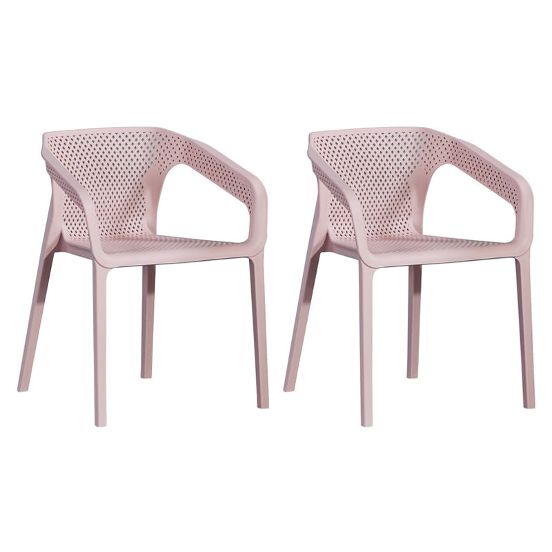 Contemporary Style Multicolor Dining Arm Chair Plastic Stacking Arm Chair Pink 2 Piece Set Clearhalo ' kitchen&dining_furn' 'Dining Chairs' 'Dining Tables & Seating' 'dining_chair' 'furn' 'furn_dining_chair' 'Furniture' 'furniture_dining_chair' 'Kitchen & Dining Furniture' 'kitchen' 3541903