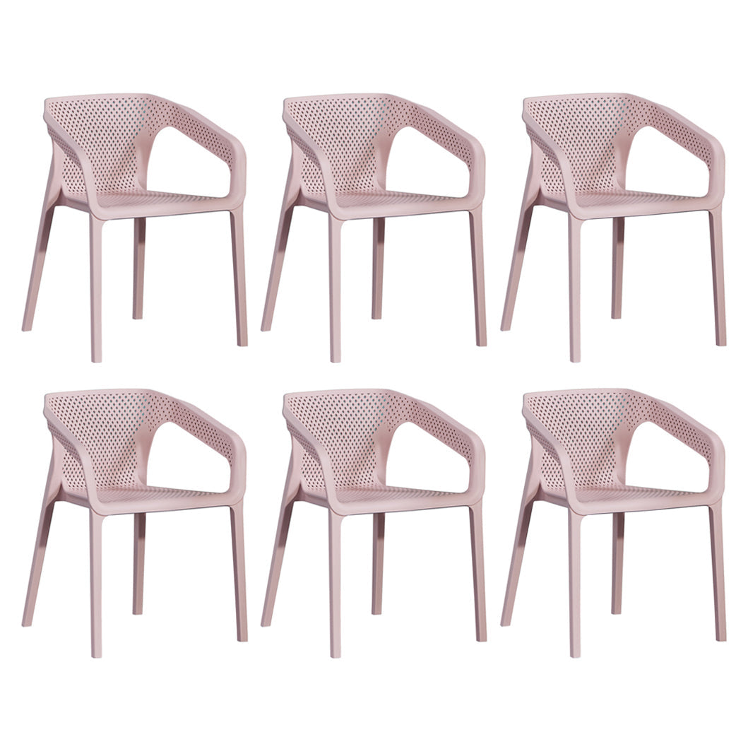 Contemporary Style Multicolor Dining Arm Chair Plastic Stacking Arm Chair Pink 6 Piece Set Clearhalo ' kitchen&dining_furn' 'Dining Chairs' 'Dining Tables & Seating' 'dining_chair' 'furn' 'furn_dining_chair' 'Furniture' 'furniture_dining_chair' 'Kitchen & Dining Furniture' 'kitchen' 3541905