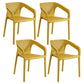 Contemporary Style Multicolor Dining Arm Chair Plastic Stacking Arm Chair Yellow 4 Piece Set Clearhalo ' kitchen&dining_furn' 'Dining Chairs' 'Dining Tables & Seating' 'dining_chair' 'furn' 'furn_dining_chair' 'Furniture' 'furniture_dining_chair' 'Kitchen & Dining Furniture' 'kitchen' 3541907