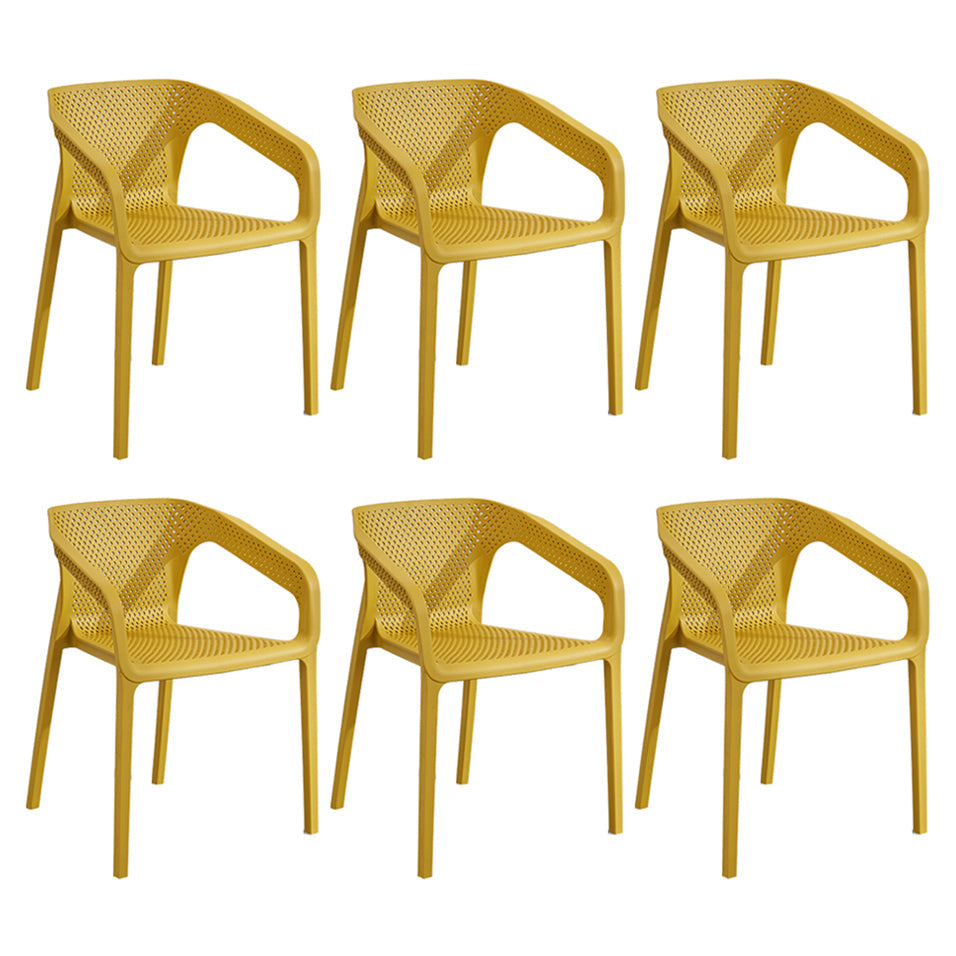 Contemporary Style Multicolor Dining Arm Chair Plastic Stacking Arm Chair Yellow 6 Piece Set Clearhalo ' kitchen&dining_furn' 'Dining Chairs' 'Dining Tables & Seating' 'dining_chair' 'furn' 'furn_dining_chair' 'Furniture' 'furniture_dining_chair' 'Kitchen & Dining Furniture' 'kitchen' 3541908
