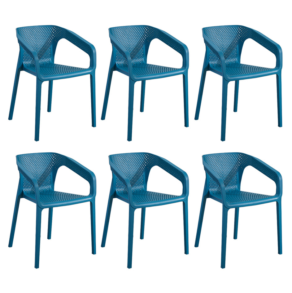Contemporary Style Multicolor Dining Arm Chair Plastic Stacking Arm Chair Blue 6 Piece Set Clearhalo ' kitchen&dining_furn' 'Dining Chairs' 'Dining Tables & Seating' 'dining_chair' 'furn' 'furn_dining_chair' 'Furniture' 'furniture_dining_chair' 'Kitchen & Dining Furniture' 'kitchen' 3541911