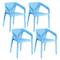 Contemporary Style Multicolor Dining Arm Chair Plastic Stacking Arm Chair Sky Blue 4 Piece Set Clearhalo ' kitchen&dining_furn' 'Dining Chairs' 'Dining Tables & Seating' 'dining_chair' 'furn' 'furn_dining_chair' 'Furniture' 'furniture_dining_chair' 'Kitchen & Dining Furniture' 'kitchen' 3541913