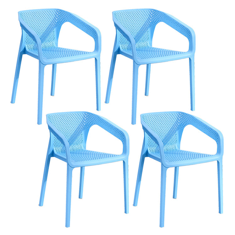 Contemporary Style Multicolor Dining Arm Chair Plastic Stacking Arm Chair Sky Blue 4 Piece Set Clearhalo ' kitchen&dining_furn' 'Dining Chairs' 'Dining Tables & Seating' 'dining_chair' 'furn' 'furn_dining_chair' 'Furniture' 'furniture_dining_chair' 'Kitchen & Dining Furniture' 'kitchen' 3541913