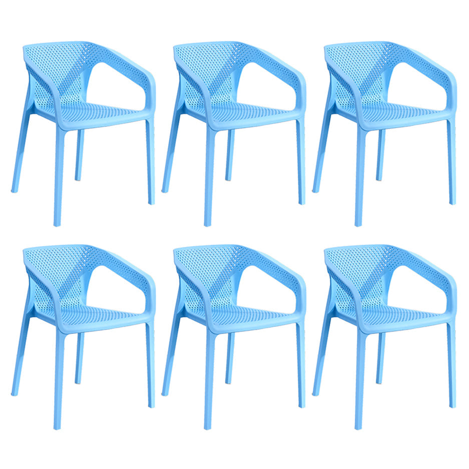 Contemporary Style Multicolor Dining Arm Chair Plastic Stacking Arm Chair Sky Blue 6 Piece Set Clearhalo ' kitchen&dining_furn' 'Dining Chairs' 'Dining Tables & Seating' 'dining_chair' 'furn' 'furn_dining_chair' 'Furniture' 'furniture_dining_chair' 'Kitchen & Dining Furniture' 'kitchen' 3541914