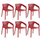 Contemporary Style Multicolor Dining Arm Chair Plastic Stacking Arm Chair Burgundy 6 Piece Set Clearhalo ' kitchen&dining_furn' 'Dining Chairs' 'Dining Tables & Seating' 'dining_chair' 'furn' 'furn_dining_chair' 'Furniture' 'furniture_dining_chair' 'Kitchen & Dining Furniture' 'kitchen' 3541920