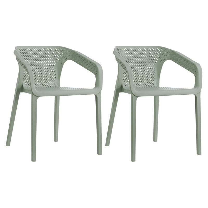 Contemporary Style Multicolor Dining Arm Chair Plastic Stacking Arm Chair Gray-Green 2 Piece Set Clearhalo ' kitchen&dining_furn' 'Dining Chairs' 'Dining Tables & Seating' 'dining_chair' 'furn' 'furn_dining_chair' 'Furniture' 'furniture_dining_chair' 'Kitchen & Dining Furniture' 'kitchen' 3541921