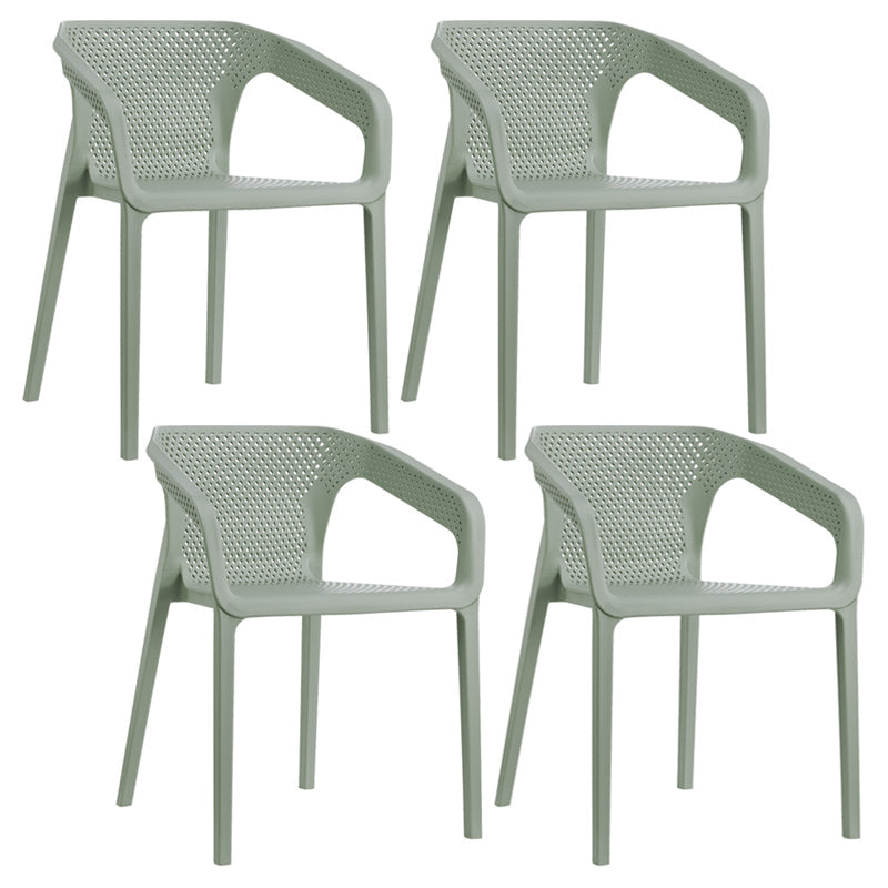 Contemporary Style Multicolor Dining Arm Chair Plastic Stacking Arm Chair Gray-Green 4 Piece Set Clearhalo ' kitchen&dining_furn' 'Dining Chairs' 'Dining Tables & Seating' 'dining_chair' 'furn' 'furn_dining_chair' 'Furniture' 'furniture_dining_chair' 'Kitchen & Dining Furniture' 'kitchen' 3541922