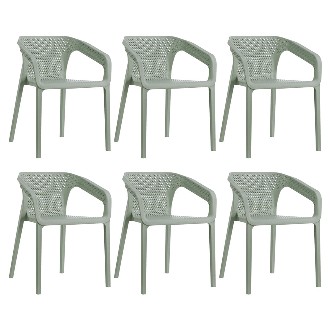 Contemporary Style Multicolor Dining Arm Chair Plastic Stacking Arm Chair Gray-Green 6 Piece Set Clearhalo ' kitchen&dining_furn' 'Dining Chairs' 'Dining Tables & Seating' 'dining_chair' 'furn' 'furn_dining_chair' 'Furniture' 'furniture_dining_chair' 'Kitchen & Dining Furniture' 'kitchen' 3541923