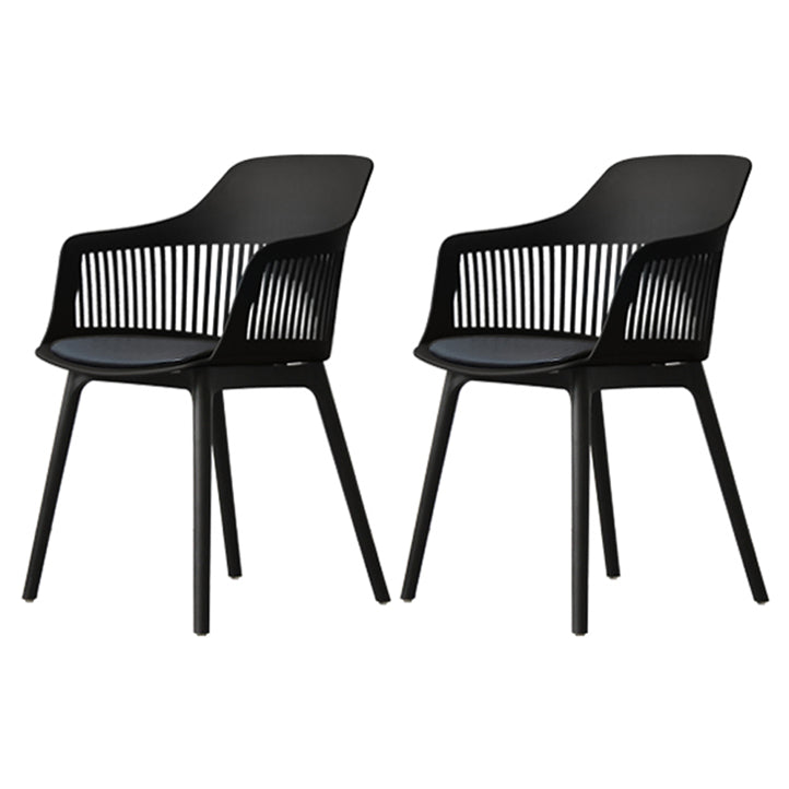 Nordic Style Plastic Dining Room Chair Windsor Back Side Chair for Home Use Black 2 Piece Set Clearhalo ' kitchen&dining_furn' 'Dining Chairs' 'Dining Tables & Seating' 'dining_chair' 'furn' 'furn_dining_chair' 'Furniture' 'furniture_dining_chair' 'Kitchen & Dining Furniture' 'kitchen' 3541926