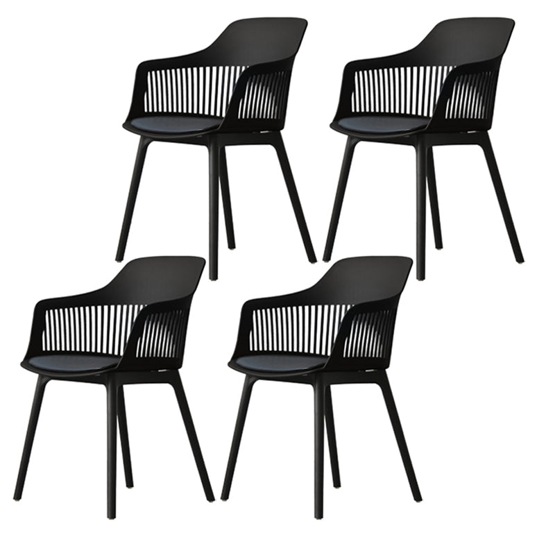 Nordic Style Plastic Dining Room Chair Windsor Back Side Chair for Home Use Black 4 Piece Set Clearhalo ' kitchen&dining_furn' 'Dining Chairs' 'Dining Tables & Seating' 'dining_chair' 'furn' 'furn_dining_chair' 'Furniture' 'furniture_dining_chair' 'Kitchen & Dining Furniture' 'kitchen' 3541929