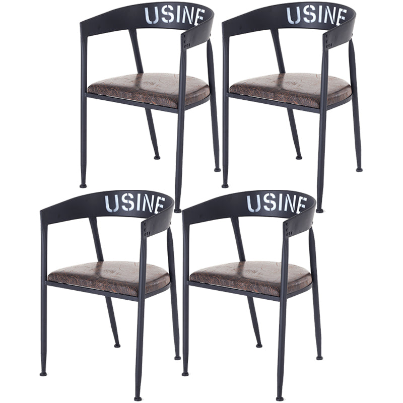 Industrial Dining Chair Open Arm Back Chair with 4 Black Metal Legs for Home Use Dark Coffee 4 Piece Set Clearhalo ' kitchen&dining_furn' 'Dining Chairs' 'Dining Tables & Seating' 'dining_chair' 'furn' 'furn_dining_chair' 'Furniture' 'furniture_dining_chair' 'Kitchen & Dining Furniture' 'kitchen' 3541953
