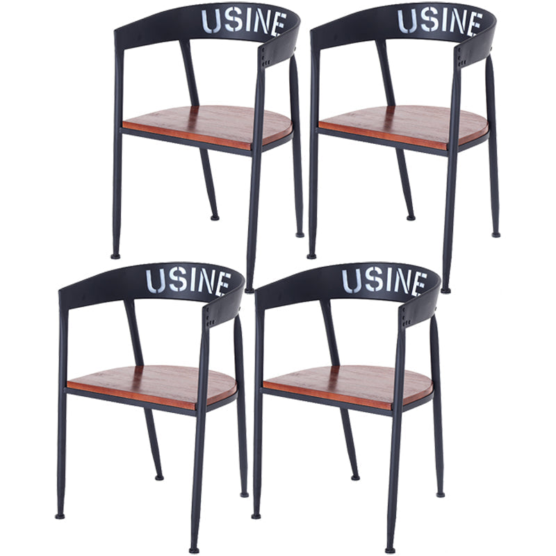 Industrial Dining Chair Open Arm Back Chair with 4 Black Metal Legs for Home Use Red Brown 4 Piece Set Clearhalo ' kitchen&dining_furn' 'Dining Chairs' 'Dining Tables & Seating' 'dining_chair' 'furn' 'furn_dining_chair' 'Furniture' 'furniture_dining_chair' 'Kitchen & Dining Furniture' 'kitchen' 3541956