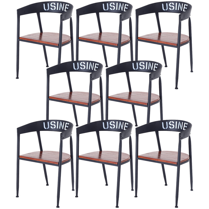 Industrial Dining Chair Open Arm Back Chair with 4 Black Metal Legs for Home Use Red Brown 8 Piece Set Clearhalo ' kitchen&dining_furn' 'Dining Chairs' 'Dining Tables & Seating' 'dining_chair' 'furn' 'furn_dining_chair' 'Furniture' 'furniture_dining_chair' 'Kitchen & Dining Furniture' 'kitchen' 3541958