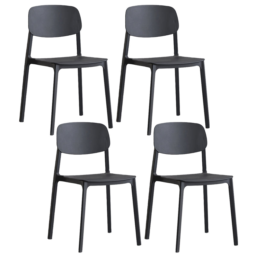 Plastic Contemporary RestaurantSide Chair Colorful Stacking Dining Chair Black Design 1 4 Piece Set Clearhalo ' kitchen&dining_furn' 'Dining Chairs' 'Dining Tables & Seating' 'dining_chair' 'furn' 'furn_dining_chair' 'Furniture' 'furniture_dining_chair' 'Kitchen & Dining Furniture' 'kitchen' 3541965