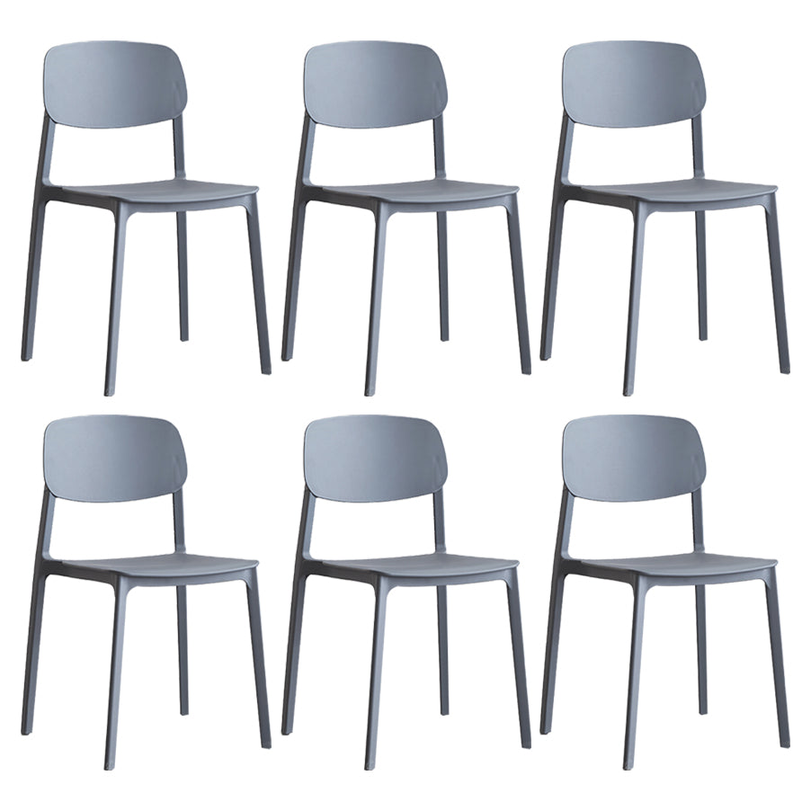 Plastic Contemporary RestaurantSide Chair Colorful Stacking Dining Chair Grey Design 1 6 Piece Set Clearhalo ' kitchen&dining_furn' 'Dining Chairs' 'Dining Tables & Seating' 'dining_chair' 'furn' 'furn_dining_chair' 'Furniture' 'furniture_dining_chair' 'Kitchen & Dining Furniture' 'kitchen' 3541980