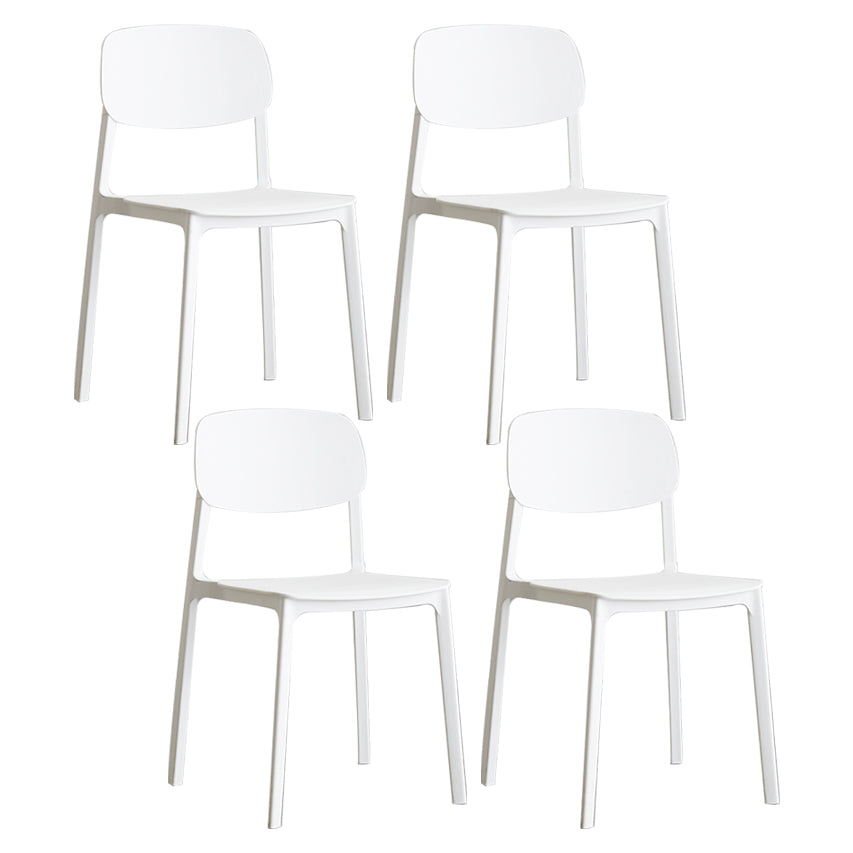 Plastic Contemporary RestaurantSide Chair Colorful Stacking Dining Chair White Design 1 4 Piece Set Clearhalo ' kitchen&dining_furn' 'Dining Chairs' 'Dining Tables & Seating' 'dining_chair' 'furn' 'furn_dining_chair' 'Furniture' 'furniture_dining_chair' 'Kitchen & Dining Furniture' 'kitchen' 3541989