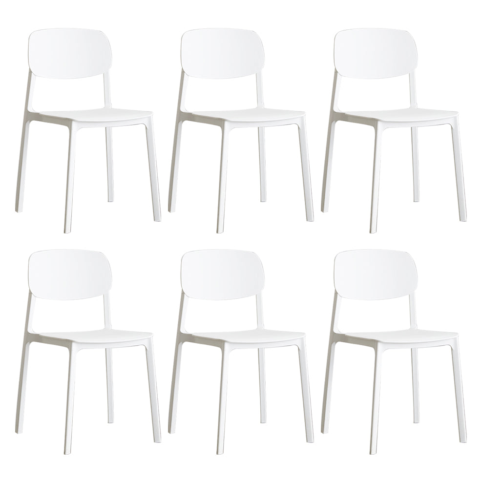 Plastic Contemporary RestaurantSide Chair Colorful Stacking Dining Chair White Design 1 6 Piece Set Clearhalo ' kitchen&dining_furn' 'Dining Chairs' 'Dining Tables & Seating' 'dining_chair' 'furn' 'furn_dining_chair' 'Furniture' 'furniture_dining_chair' 'Kitchen & Dining Furniture' 'kitchen' 3541991
