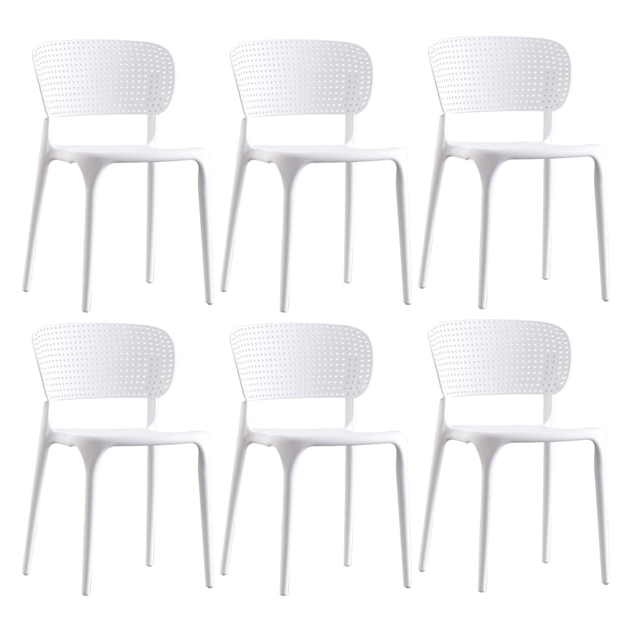 Plastic Contemporary RestaurantSide Chair Colorful Stacking Dining Chair White Design 2 6 Piece Set Clearhalo ' kitchen&dining_furn' 'Dining Chairs' 'Dining Tables & Seating' 'dining_chair' 'furn' 'furn_dining_chair' 'Furniture' 'furniture_dining_chair' 'Kitchen & Dining Furniture' 'kitchen' 3541994
