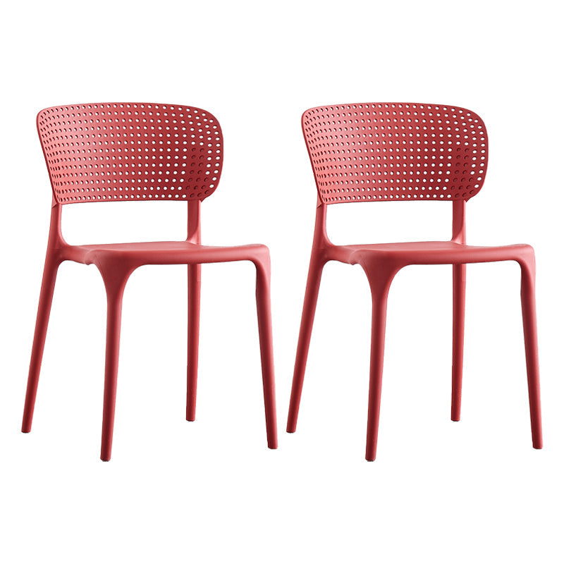 Plastic Contemporary RestaurantSide Chair Colorful Stacking Dining Chair Red Design 2 2 Piece Set Clearhalo ' kitchen&dining_furn' 'Dining Chairs' 'Dining Tables & Seating' 'dining_chair' 'furn' 'furn_dining_chair' 'Furniture' 'furniture_dining_chair' 'Kitchen & Dining Furniture' 'kitchen' 3541995