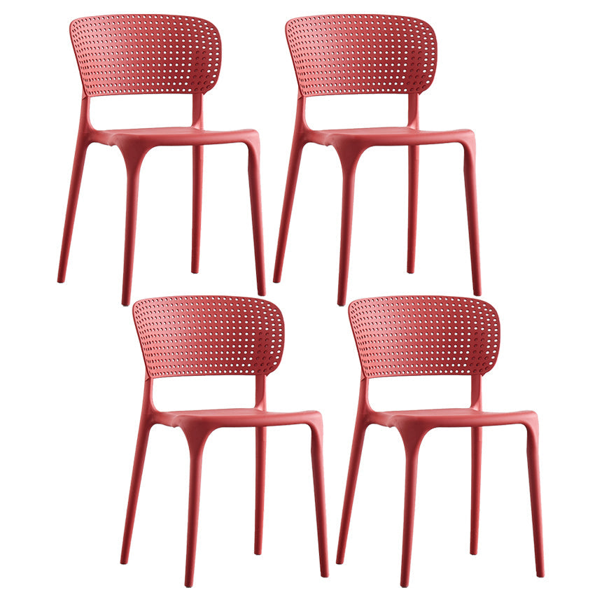 Plastic Contemporary RestaurantSide Chair Colorful Stacking Dining Chair Red Design 2 4 Piece Set Clearhalo ' kitchen&dining_furn' 'Dining Chairs' 'Dining Tables & Seating' 'dining_chair' 'furn' 'furn_dining_chair' 'Furniture' 'furniture_dining_chair' 'Kitchen & Dining Furniture' 'kitchen' 3541996