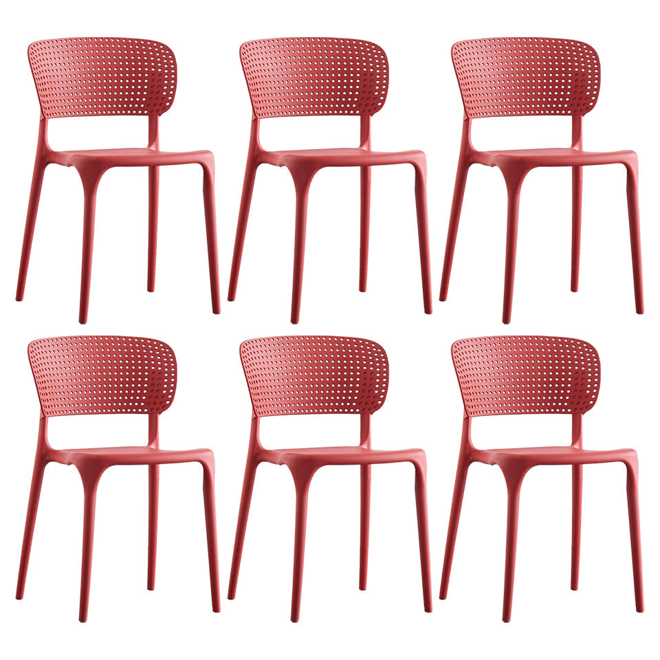 Plastic Contemporary RestaurantSide Chair Colorful Stacking Dining Chair Red Design 2 6 Piece Set Clearhalo ' kitchen&dining_furn' 'Dining Chairs' 'Dining Tables & Seating' 'dining_chair' 'furn' 'furn_dining_chair' 'Furniture' 'furniture_dining_chair' 'Kitchen & Dining Furniture' 'kitchen' 3541997