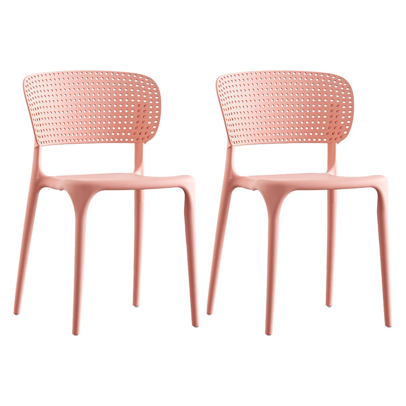Plastic Contemporary RestaurantSide Chair Colorful Stacking Dining Chair Pink Design 2 2 Piece Set Clearhalo ' kitchen&dining_furn' 'Dining Chairs' 'Dining Tables & Seating' 'dining_chair' 'furn' 'furn_dining_chair' 'Furniture' 'furniture_dining_chair' 'Kitchen & Dining Furniture' 'kitchen' 3541998