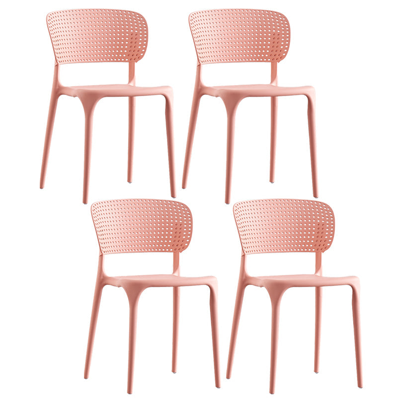 Plastic Contemporary RestaurantSide Chair Colorful Stacking Dining Chair Pink Design 2 4 Piece Set Clearhalo ' kitchen&dining_furn' 'Dining Chairs' 'Dining Tables & Seating' 'dining_chair' 'furn' 'furn_dining_chair' 'Furniture' 'furniture_dining_chair' 'Kitchen & Dining Furniture' 'kitchen' 3541999