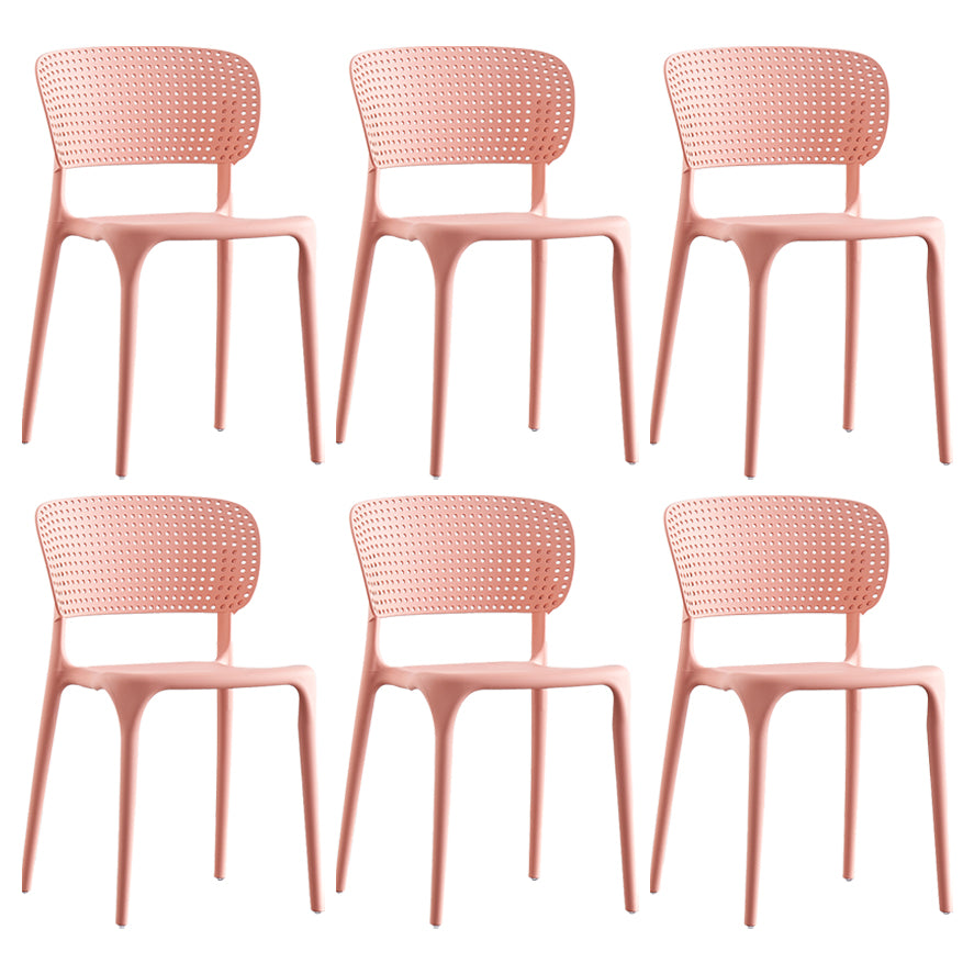 Plastic Contemporary RestaurantSide Chair Colorful Stacking Dining Chair Pink Design 2 6 Piece Set Clearhalo ' kitchen&dining_furn' 'Dining Chairs' 'Dining Tables & Seating' 'dining_chair' 'furn' 'furn_dining_chair' 'Furniture' 'furniture_dining_chair' 'Kitchen & Dining Furniture' 'kitchen' 3542000