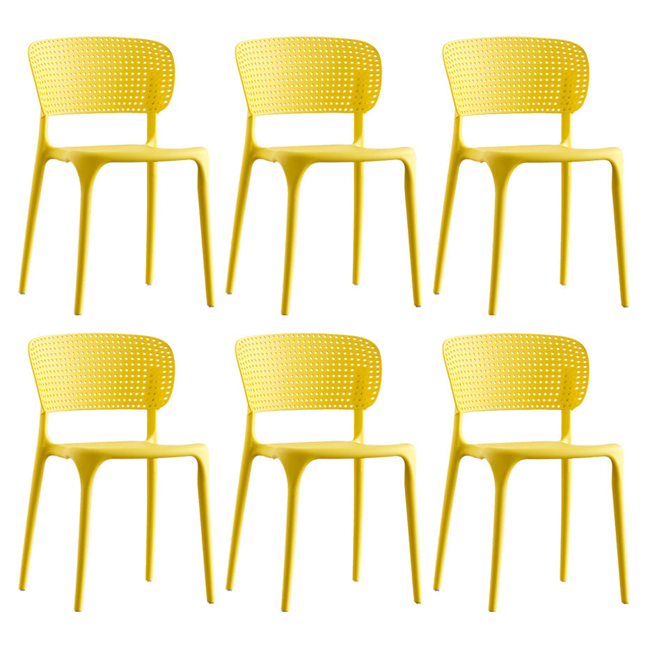 Plastic Contemporary RestaurantSide Chair Colorful Stacking Dining Chair Yellow Design 2 6 Piece Set Clearhalo ' kitchen&dining_furn' 'Dining Chairs' 'Dining Tables & Seating' 'dining_chair' 'furn' 'furn_dining_chair' 'Furniture' 'furniture_dining_chair' 'Kitchen & Dining Furniture' 'kitchen' 3542003