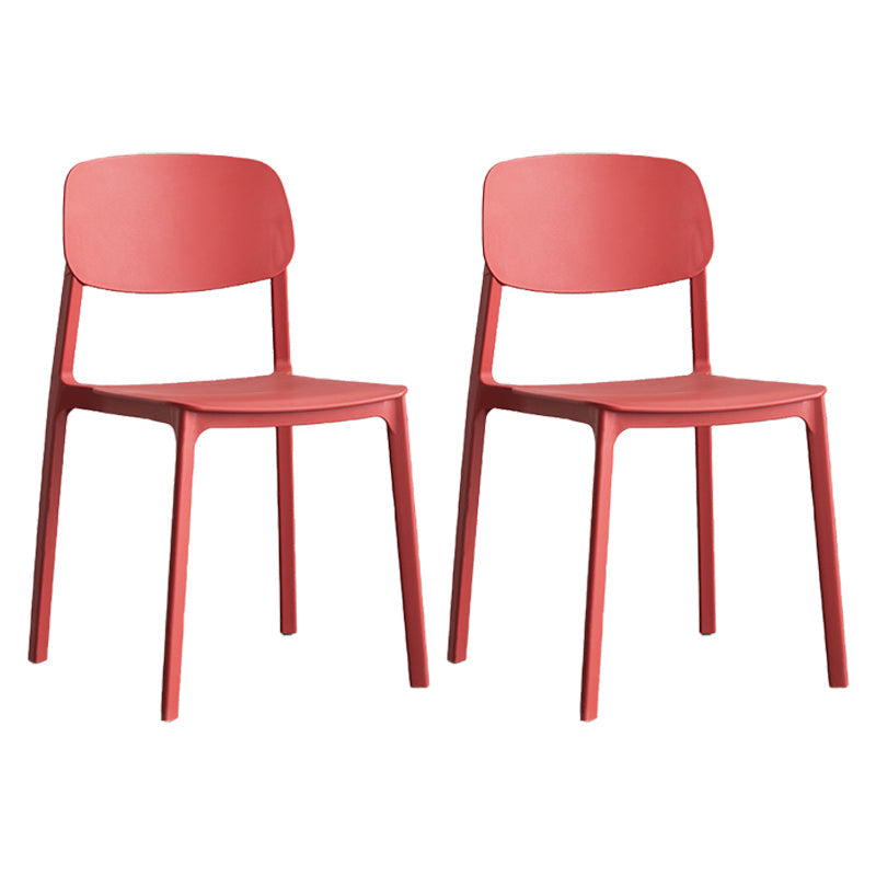 Plastic Contemporary RestaurantSide Chair Colorful Stacking Dining Chair Red Design 1 2 Piece Set Clearhalo ' kitchen&dining_furn' 'Dining Chairs' 'Dining Tables & Seating' 'dining_chair' 'furn' 'furn_dining_chair' 'Furniture' 'furniture_dining_chair' 'Kitchen & Dining Furniture' 'kitchen' 3542010