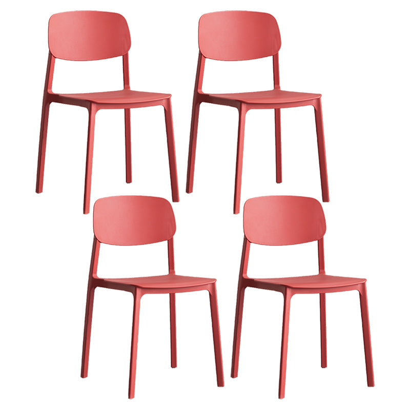 Plastic Contemporary RestaurantSide Chair Colorful Stacking Dining Chair Red Design 1 4 Piece Set Clearhalo ' kitchen&dining_furn' 'Dining Chairs' 'Dining Tables & Seating' 'dining_chair' 'furn' 'furn_dining_chair' 'Furniture' 'furniture_dining_chair' 'Kitchen & Dining Furniture' 'kitchen' 3542011