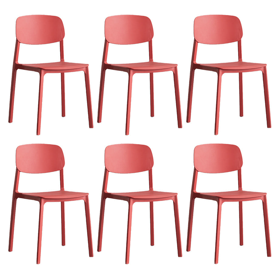 Plastic Contemporary RestaurantSide Chair Colorful Stacking Dining Chair Red Design 1 6 Piece Set Clearhalo ' kitchen&dining_furn' 'Dining Chairs' 'Dining Tables & Seating' 'dining_chair' 'furn' 'furn_dining_chair' 'Furniture' 'furniture_dining_chair' 'Kitchen & Dining Furniture' 'kitchen' 3542012