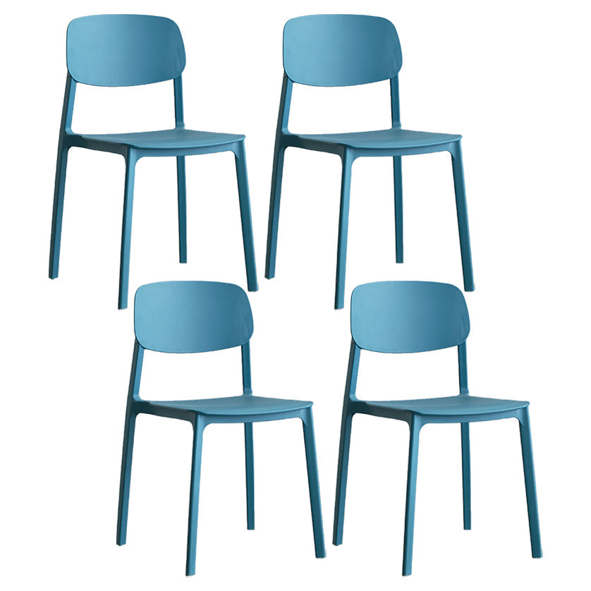 Plastic Contemporary RestaurantSide Chair Colorful Stacking Dining Chair Blue Design 1 4 Piece Set Clearhalo ' kitchen&dining_furn' 'Dining Chairs' 'Dining Tables & Seating' 'dining_chair' 'furn' 'furn_dining_chair' 'Furniture' 'furniture_dining_chair' 'Kitchen & Dining Furniture' 'kitchen' 3542014