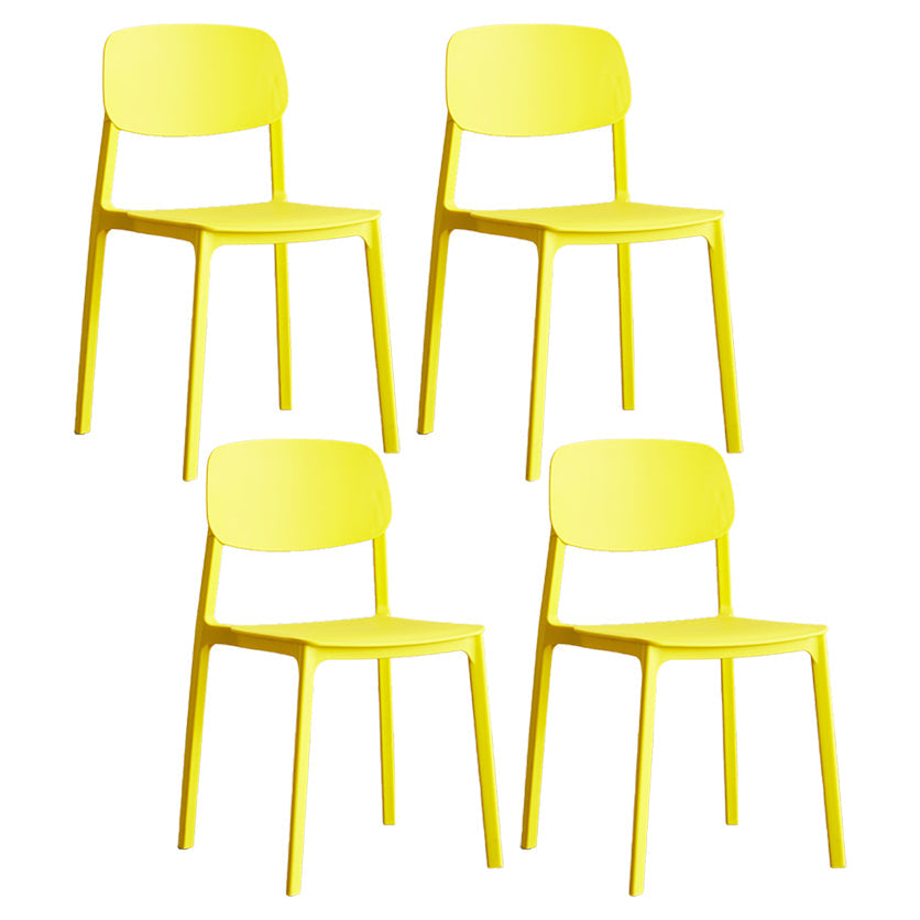Plastic Contemporary RestaurantSide Chair Colorful Stacking Dining Chair Yellow Design 1 4 Piece Set Clearhalo ' kitchen&dining_furn' 'Dining Chairs' 'Dining Tables & Seating' 'dining_chair' 'furn' 'furn_dining_chair' 'Furniture' 'furniture_dining_chair' 'Kitchen & Dining Furniture' 'kitchen' 3542020
