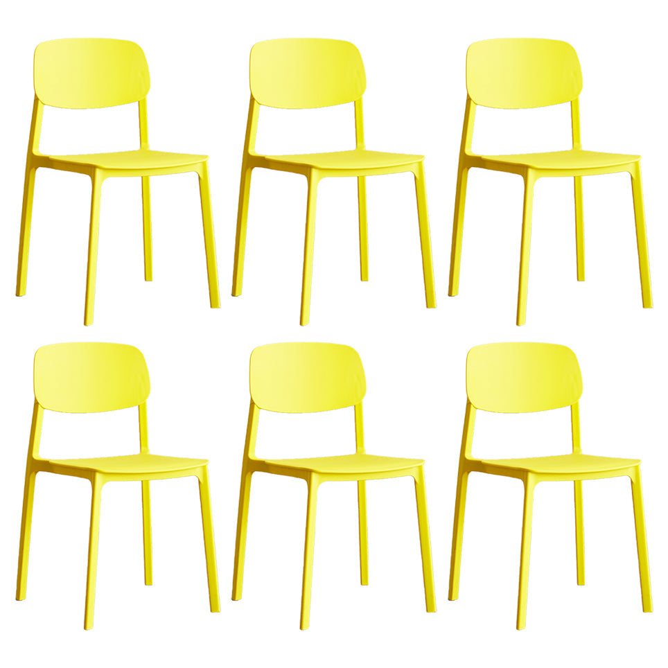 Plastic Contemporary RestaurantSide Chair Colorful Stacking Dining Chair Yellow Design 1 6 Piece Set Clearhalo ' kitchen&dining_furn' 'Dining Chairs' 'Dining Tables & Seating' 'dining_chair' 'furn' 'furn_dining_chair' 'Furniture' 'furniture_dining_chair' 'Kitchen & Dining Furniture' 'kitchen' 3542021
