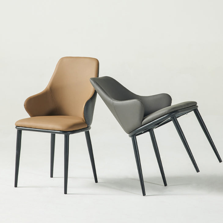 Contemporary Restaurant Leather Armchair Matte Finish Parsons Dining Chair Clearhalo ' kitchen&dining_furn' 'Dining Chairs' 'Dining Tables & Seating' 'dining_chair' 'furn' 'furn_dining_chair' 'Furniture' 'furniture_dining_chair' 'Kitchen & Dining Furniture' 'kitchen' 3542022