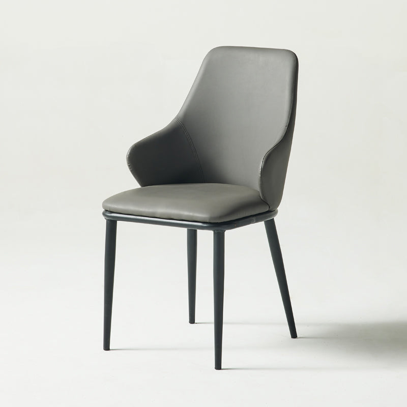 Contemporary Restaurant Leather Armchair Matte Finish Parsons Dining Chair Dark Gray 1 Piece Clearhalo ' kitchen&dining_furn' 'Dining Chairs' 'Dining Tables & Seating' 'dining_chair' 'furn' 'furn_dining_chair' 'Furniture' 'furniture_dining_chair' 'Kitchen & Dining Furniture' 'kitchen' 3542023