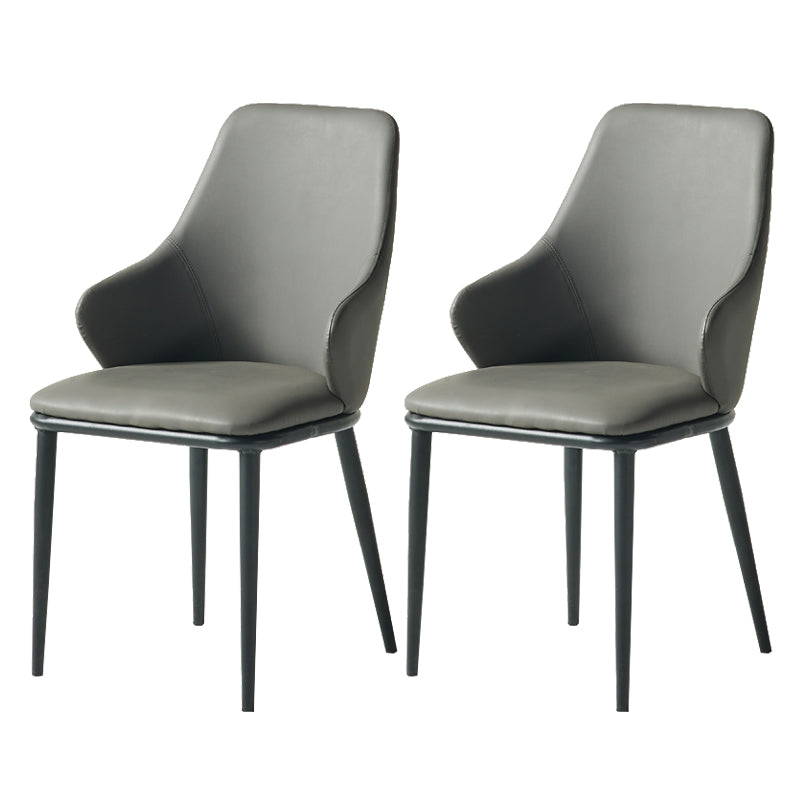 Contemporary Restaurant Leather Armchair Matte Finish Parsons Dining Chair Dark Gray 2 Piece Set Clearhalo ' kitchen&dining_furn' 'Dining Chairs' 'Dining Tables & Seating' 'dining_chair' 'furn' 'furn_dining_chair' 'Furniture' 'furniture_dining_chair' 'Kitchen & Dining Furniture' 'kitchen' 3542024
