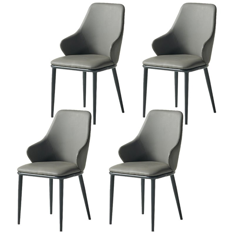 Contemporary Restaurant Leather Armchair Matte Finish Parsons Dining Chair Dark Gray 4 Piece Set Clearhalo ' kitchen&dining_furn' 'Dining Chairs' 'Dining Tables & Seating' 'dining_chair' 'furn' 'furn_dining_chair' 'Furniture' 'furniture_dining_chair' 'Kitchen & Dining Furniture' 'kitchen' 3542026