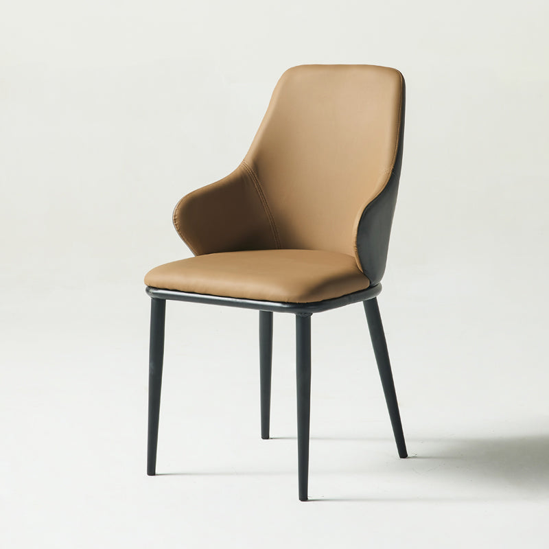 Contemporary Restaurant Leather Armchair Matte Finish Parsons Dining Chair Khaki 1 Piece Clearhalo ' kitchen&dining_furn' 'Dining Chairs' 'Dining Tables & Seating' 'dining_chair' 'furn' 'furn_dining_chair' 'Furniture' 'furniture_dining_chair' 'Kitchen & Dining Furniture' 'kitchen' 3542041