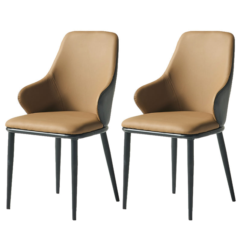 Contemporary Restaurant Leather Armchair Matte Finish Parsons Dining Chair Khaki 2 Piece Set Clearhalo ' kitchen&dining_furn' 'Dining Chairs' 'Dining Tables & Seating' 'dining_chair' 'furn' 'furn_dining_chair' 'Furniture' 'furniture_dining_chair' 'Kitchen & Dining Furniture' 'kitchen' 3542042