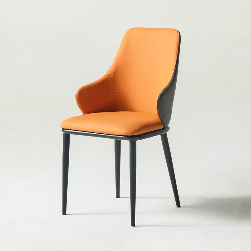 Contemporary Restaurant Leather Armchair Matte Finish Parsons Dining Chair Orange 1 Piece Clearhalo ' kitchen&dining_furn' 'Dining Chairs' 'Dining Tables & Seating' 'dining_chair' 'furn' 'furn_dining_chair' 'Furniture' 'furniture_dining_chair' 'Kitchen & Dining Furniture' 'kitchen' 3542047