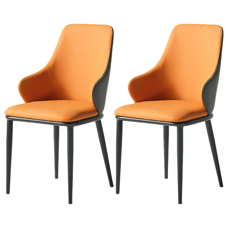 Contemporary Restaurant Leather Armchair Matte Finish Parsons Dining Chair Orange 2 Piece Set Clearhalo ' kitchen&dining_furn' 'Dining Chairs' 'Dining Tables & Seating' 'dining_chair' 'furn' 'furn_dining_chair' 'Furniture' 'furniture_dining_chair' 'Kitchen & Dining Furniture' 'kitchen' 3542049