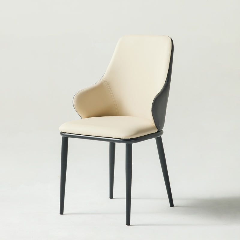 Contemporary Restaurant Leather Armchair Matte Finish Parsons Dining Chair Off-White 1 Piece Clearhalo ' kitchen&dining_furn' 'Dining Chairs' 'Dining Tables & Seating' 'dining_chair' 'furn' 'furn_dining_chair' 'Furniture' 'furniture_dining_chair' 'Kitchen & Dining Furniture' 'kitchen' 3542052