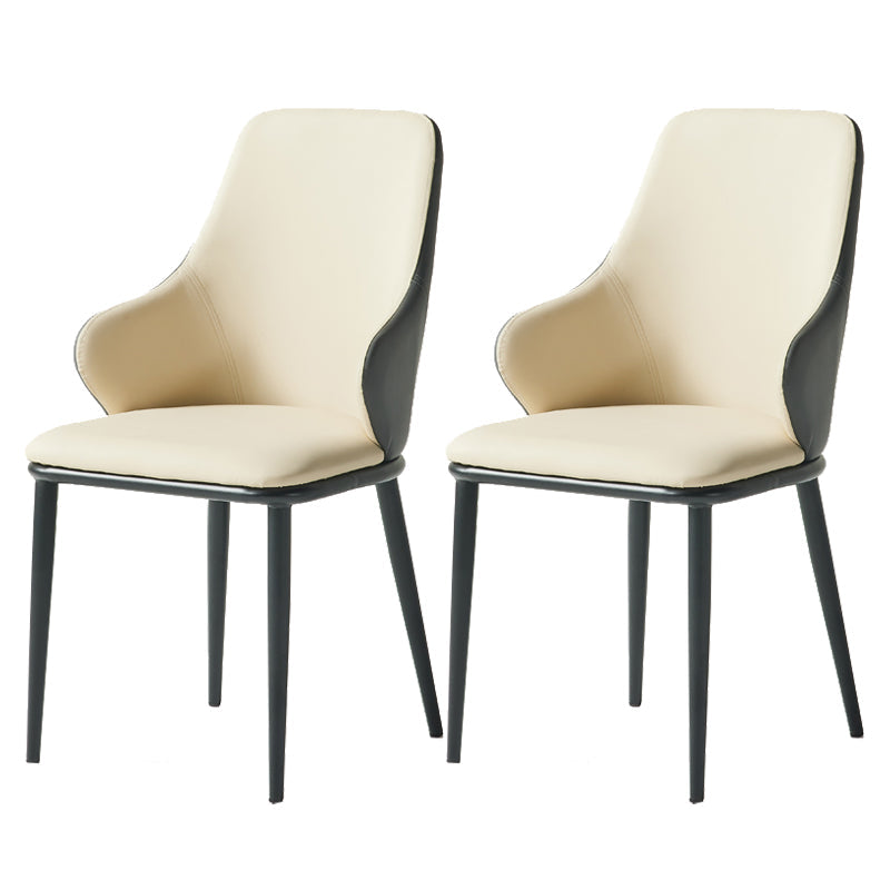 Contemporary Restaurant Leather Armchair Matte Finish Parsons Dining Chair Off-White 2 Piece Set Clearhalo ' kitchen&dining_furn' 'Dining Chairs' 'Dining Tables & Seating' 'dining_chair' 'furn' 'furn_dining_chair' 'Furniture' 'furniture_dining_chair' 'Kitchen & Dining Furniture' 'kitchen' 3542053