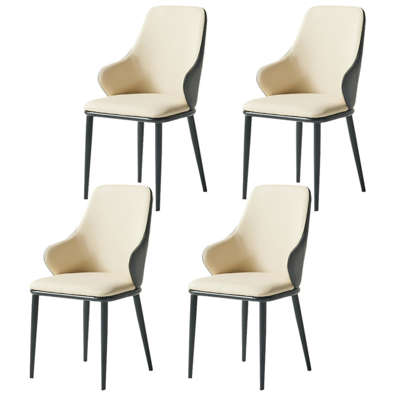 Contemporary Restaurant Leather Armchair Matte Finish Parsons Dining Chair Off-White 4 Piece Set Clearhalo ' kitchen&dining_furn' 'Dining Chairs' 'Dining Tables & Seating' 'dining_chair' 'furn' 'furn_dining_chair' 'Furniture' 'furniture_dining_chair' 'Kitchen & Dining Furniture' 'kitchen' 3542054
