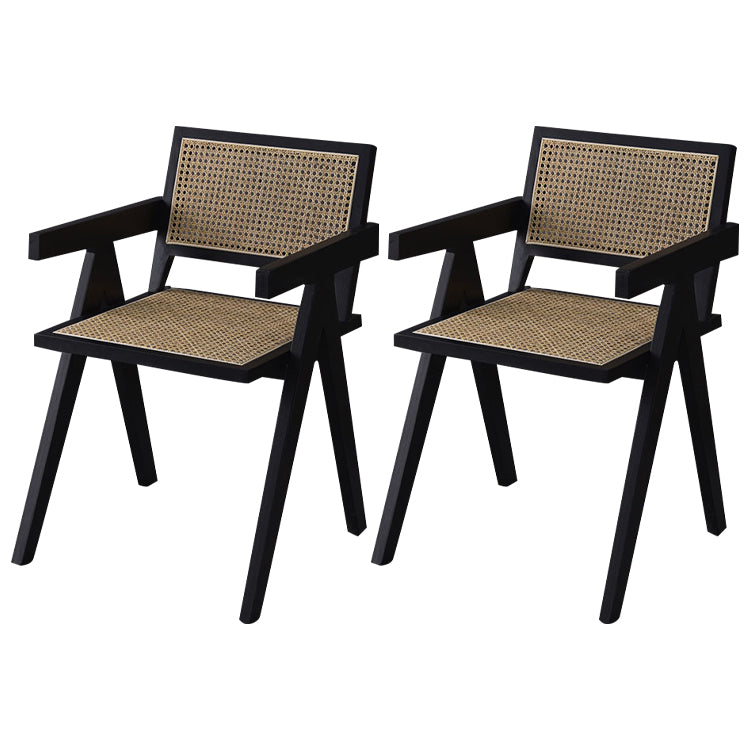 Contemporary Style Rubberwood Chair Open Back Arm Kitchen Dining Chairs Black 2 Piece Set Clearhalo ' kitchen&dining_furn' 'Dining Chairs' 'Dining Tables & Seating' 'dining_chair' 'furn' 'furn_dining_chair' 'Furniture' 'furniture_dining_chair' 'Kitchen & Dining Furniture' 'kitchen' 3542056
