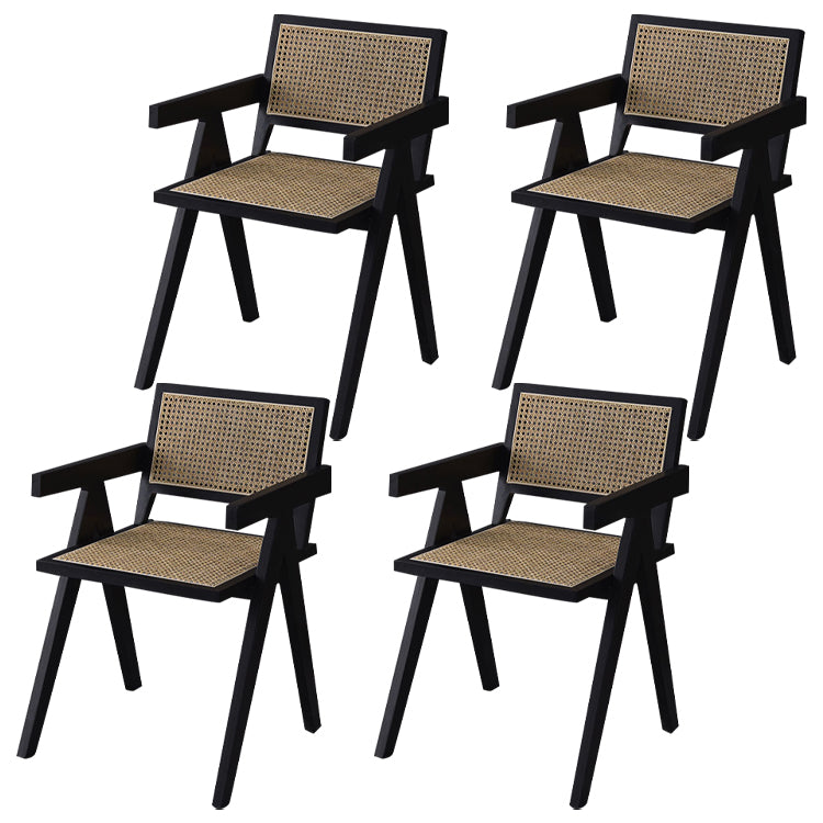 Contemporary Style Rubberwood Chair Open Back Arm Kitchen Dining Chairs Black 4 Piece Set Clearhalo ' kitchen&dining_furn' 'Dining Chairs' 'Dining Tables & Seating' 'dining_chair' 'furn' 'furn_dining_chair' 'Furniture' 'furniture_dining_chair' 'Kitchen & Dining Furniture' 'kitchen' 3542057