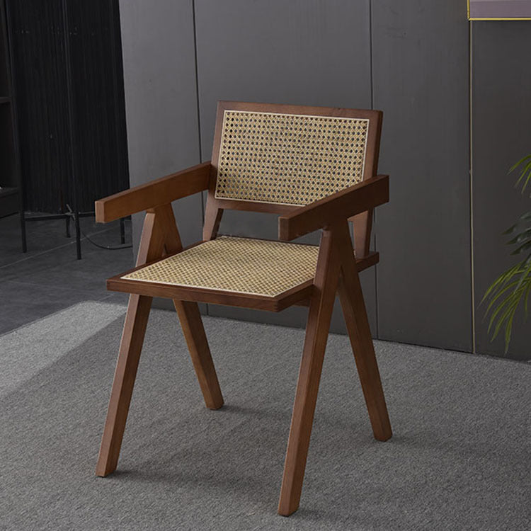 Contemporary Style Rubberwood Chair Open Back Arm Kitchen Dining Chairs Clearhalo ' kitchen&dining_furn' 'Dining Chairs' 'Dining Tables & Seating' 'dining_chair' 'furn' 'furn_dining_chair' 'Furniture' 'furniture_dining_chair' 'Kitchen & Dining Furniture' 'kitchen' 3542058